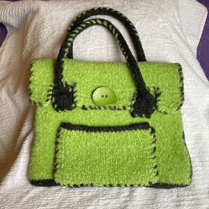 Funky green wool artisan purse